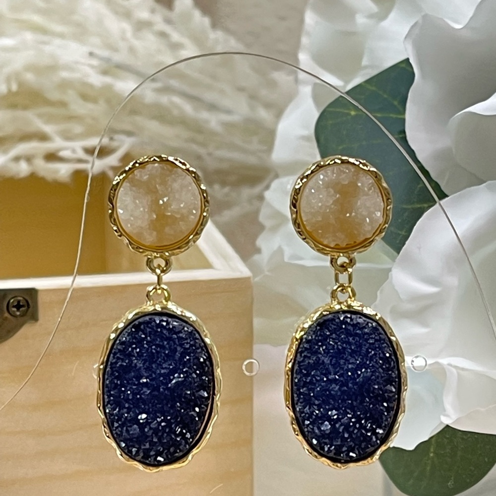 Cora Brilliant Blue Geometric Drop Earrings